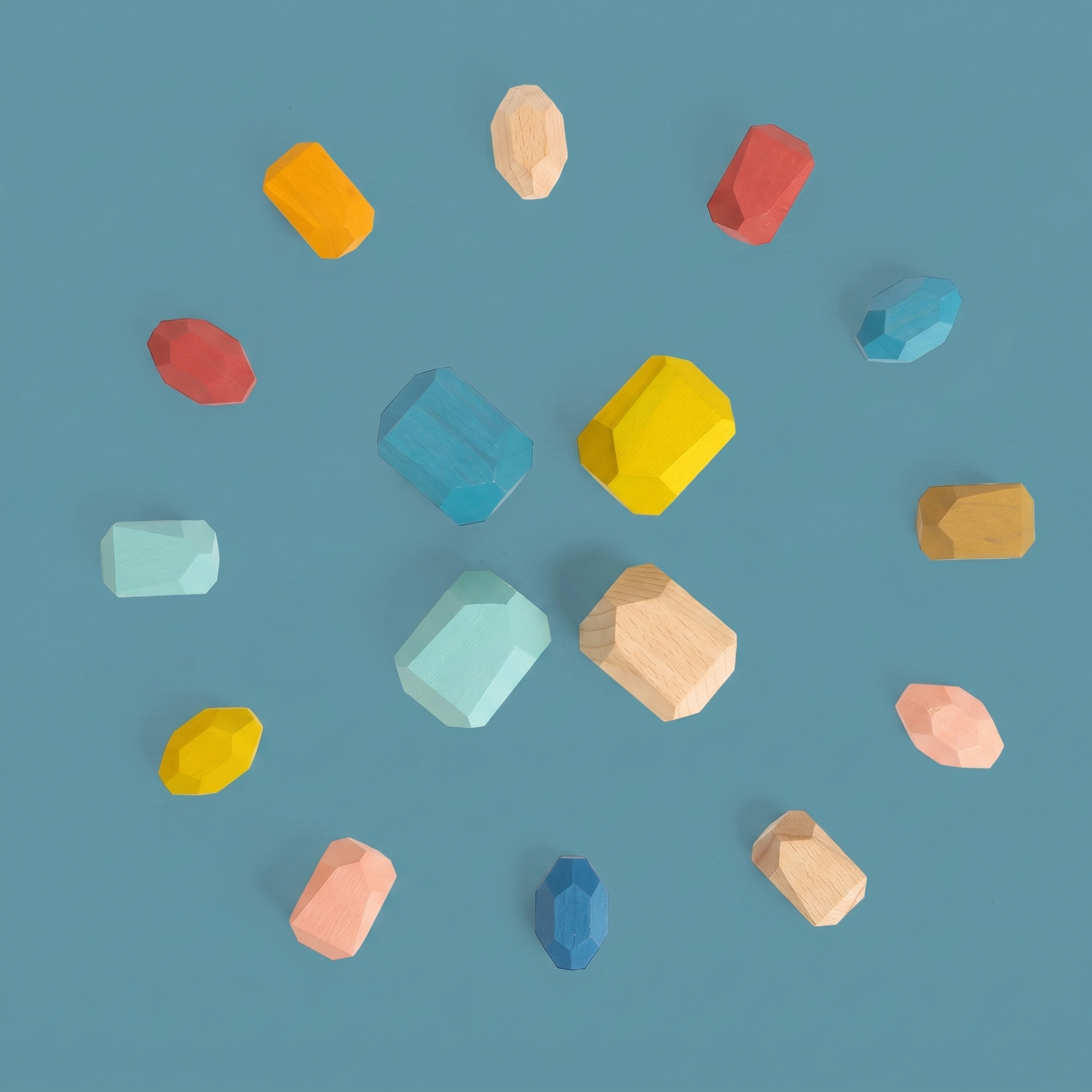 Wooden Stacking Stone Blocks - Set of 16
