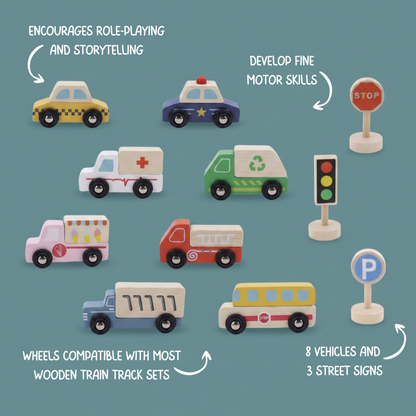 Wooden Box Transportation & Street Sign Set